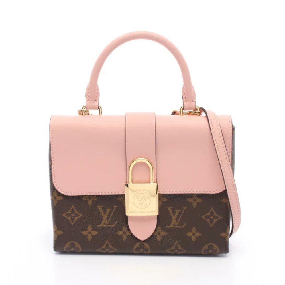 Louis Vuitton Locky Handbag Canvas Leather Monogram Brown Pink